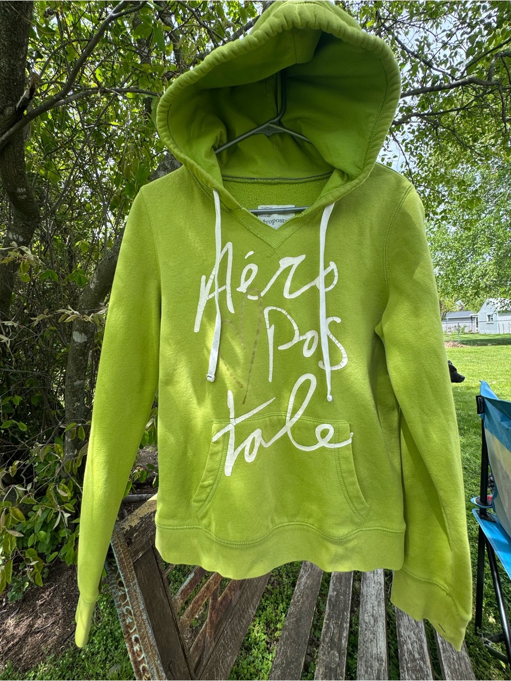 Aeropostale Lime Green Hooded Pullover Sweatshirt with Script Logo